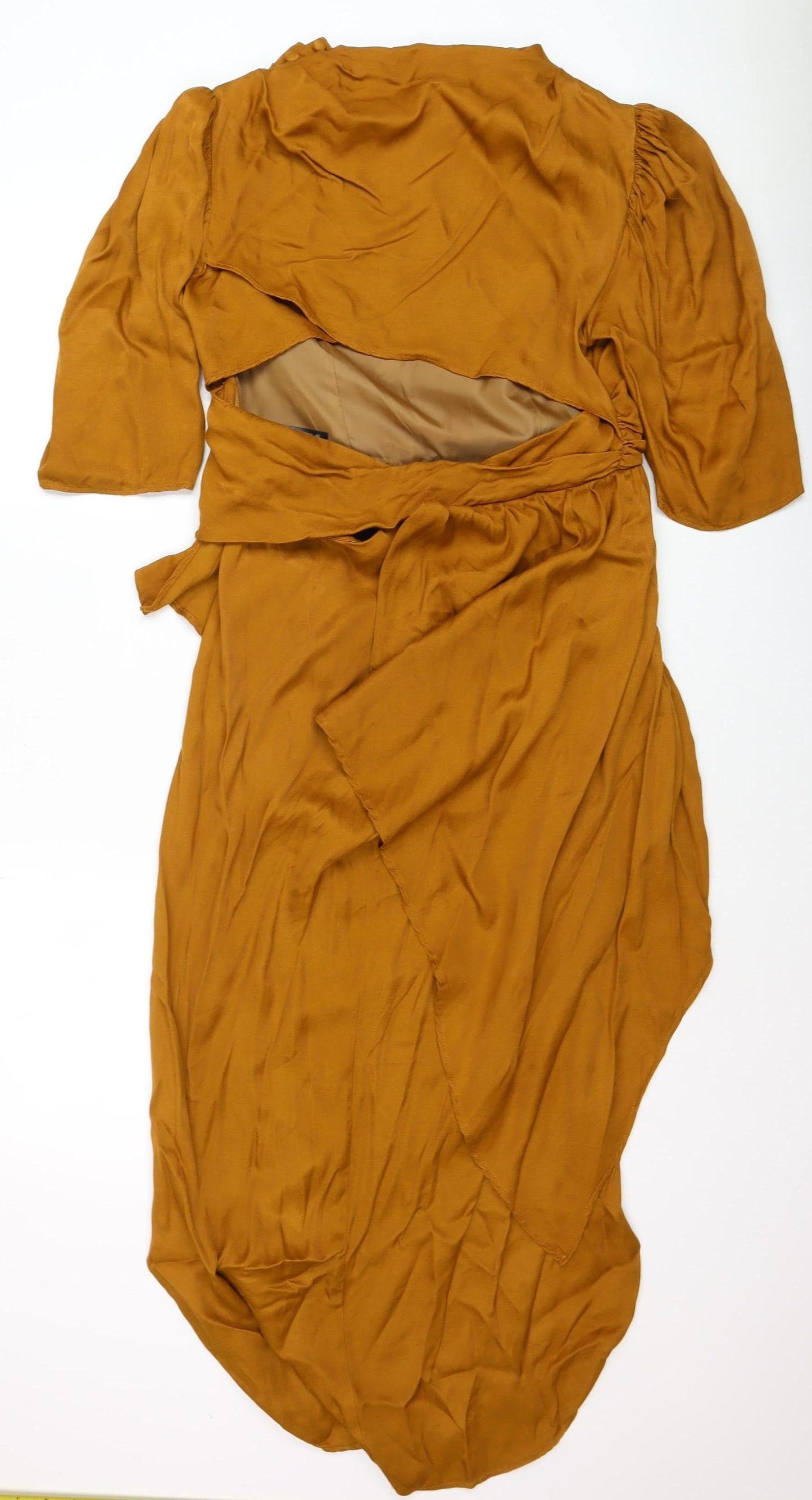 ASOS Women’s Brown Viscose Hi-Low Wrap Dress Size 12 Elegant Midi