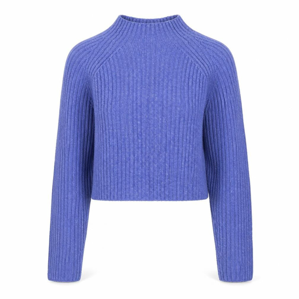 Monki Women Blue Mock Neck Ribbed Knit Jumper Size S