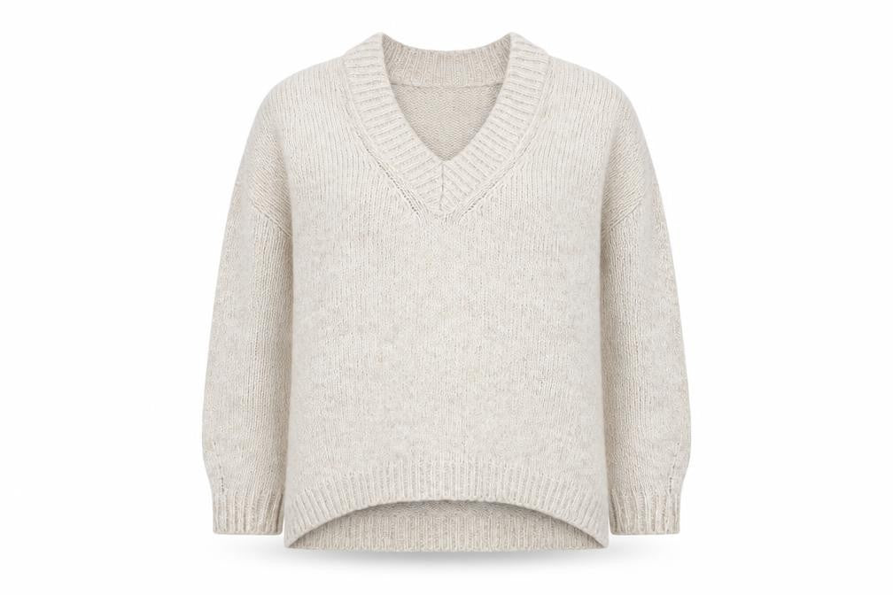 ASOS DESIGN Women's Beige Chunky-Knit V-Neck Pullover Jumper Size S