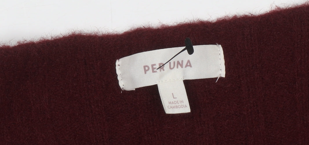 Marks and Spencer Per Una Women's Red Knit Jumper Size L Pullover