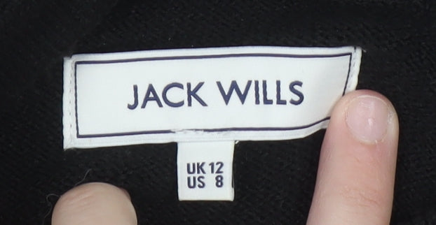 Jack Wills Womens Black UK 12 Pullover Hoodie 97% Polyester