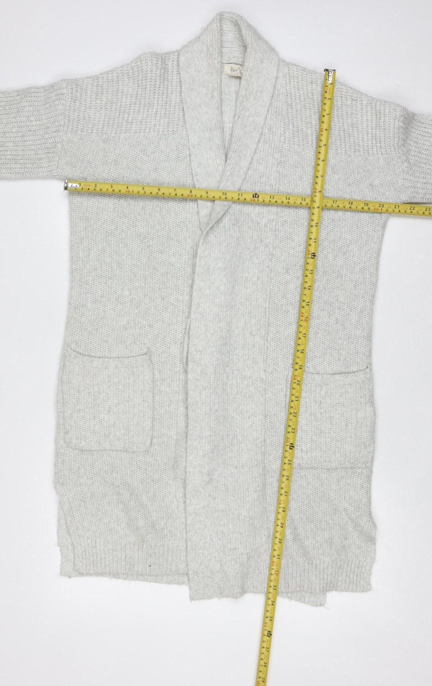 Kaisley Women's Grey Chunky-Knit Longline Cardigan Size S