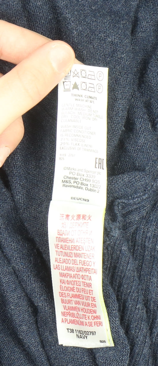 Marks and Spencer Womens Blue Knit Long Sleeve Cardigan Size S