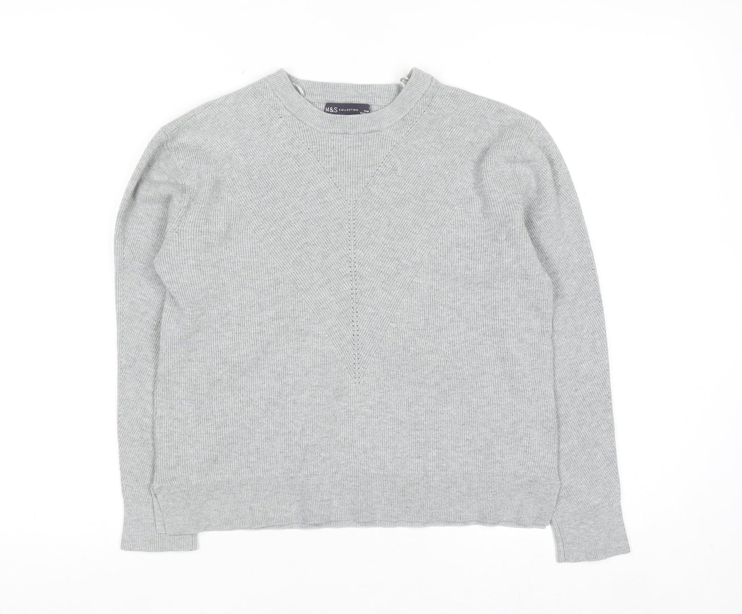 Marks and Spencer Women Grey Crew Neck Long Sleeve Pullover Jumper Size 10