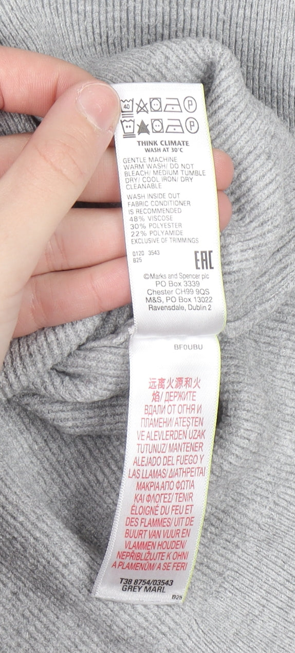 Marks and Spencer Women Grey Crew Neck Long Sleeve Pullover Jumper Size 10