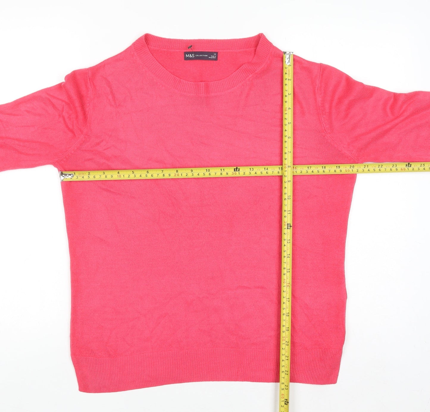 Marks and Spencer Womens Pink Size 12 Crew Neck Acrylic Jumper
