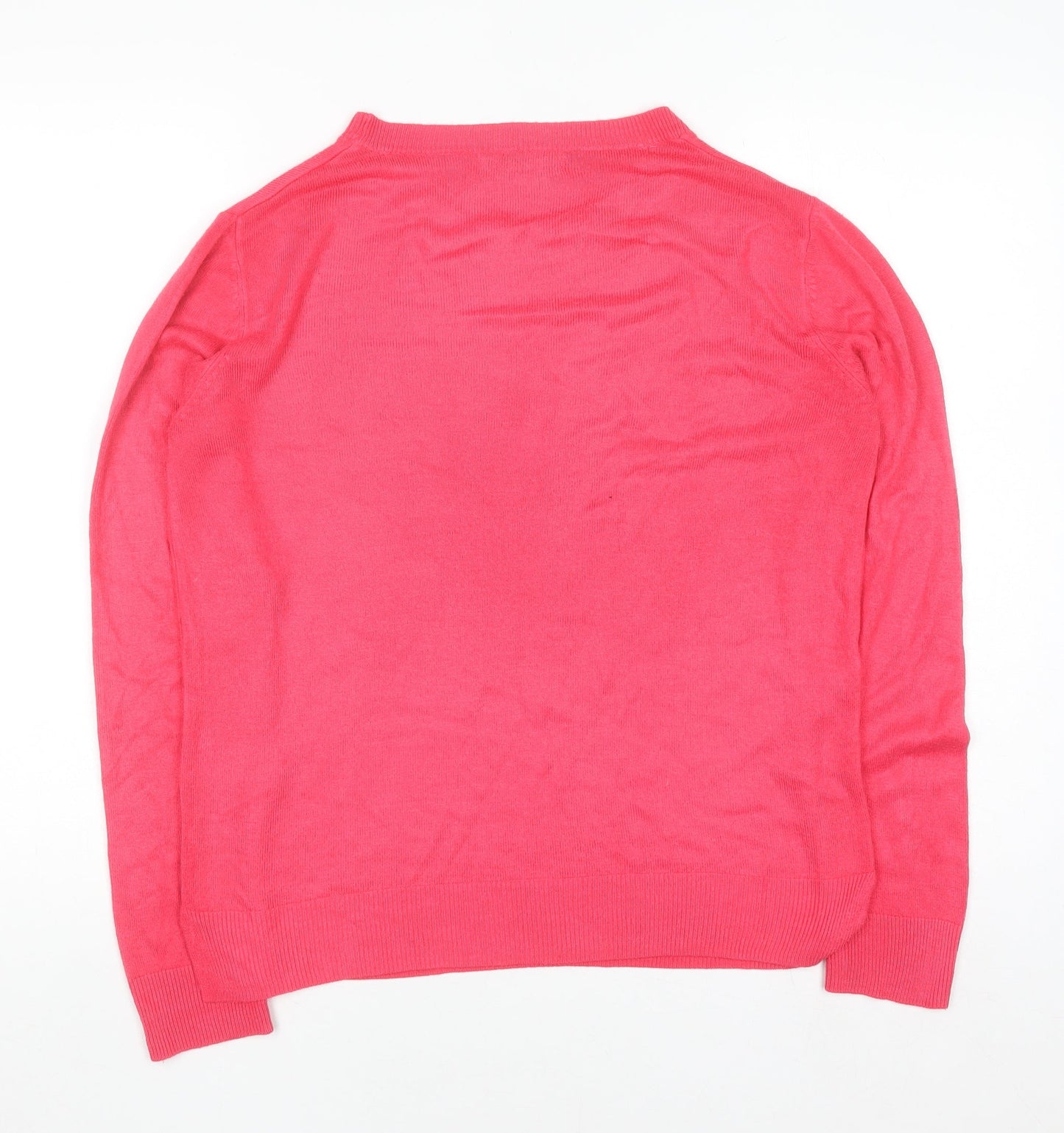 Marks and Spencer Womens Pink Size 12 Crew Neck Acrylic Jumper