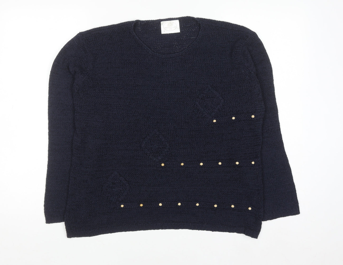 Nightingales LTD Women’s Blue Studded Crew Neck Knit Jumper Size S