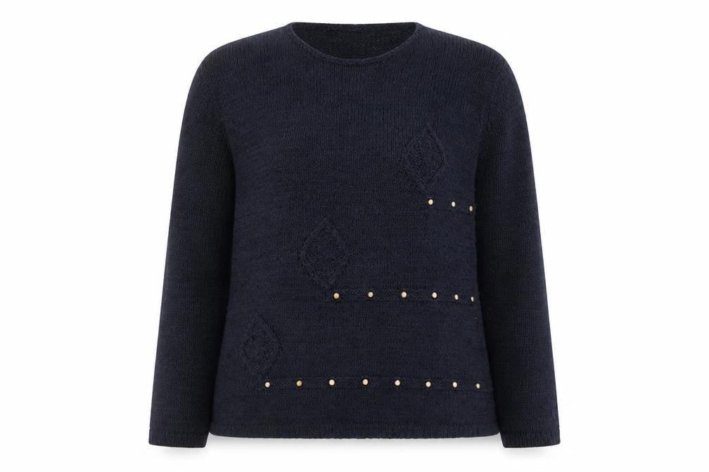 Nightingales LTD Women’s Blue Studded Crew Neck Knit Jumper Size S