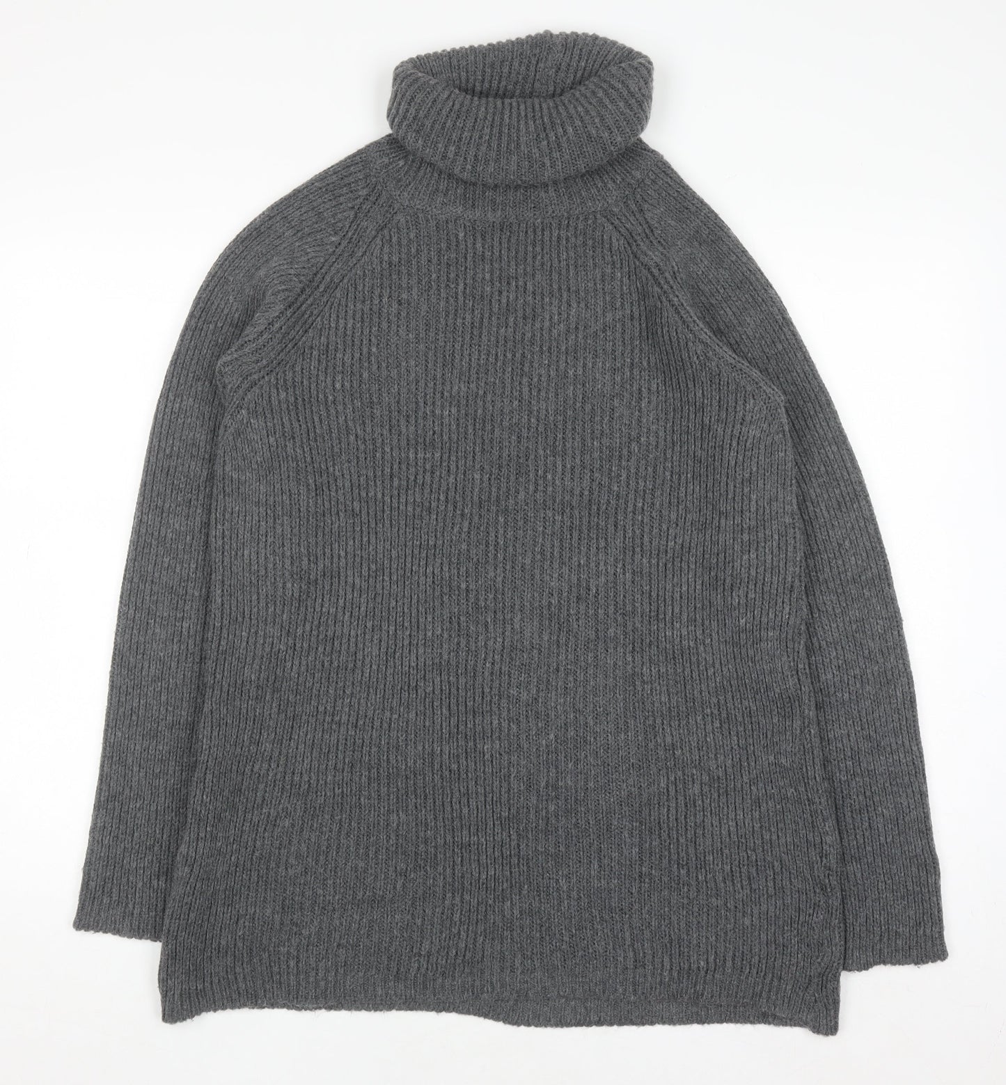 Light Before Dark Womens Grey Roll Neck Chunky Knit Jumper XS