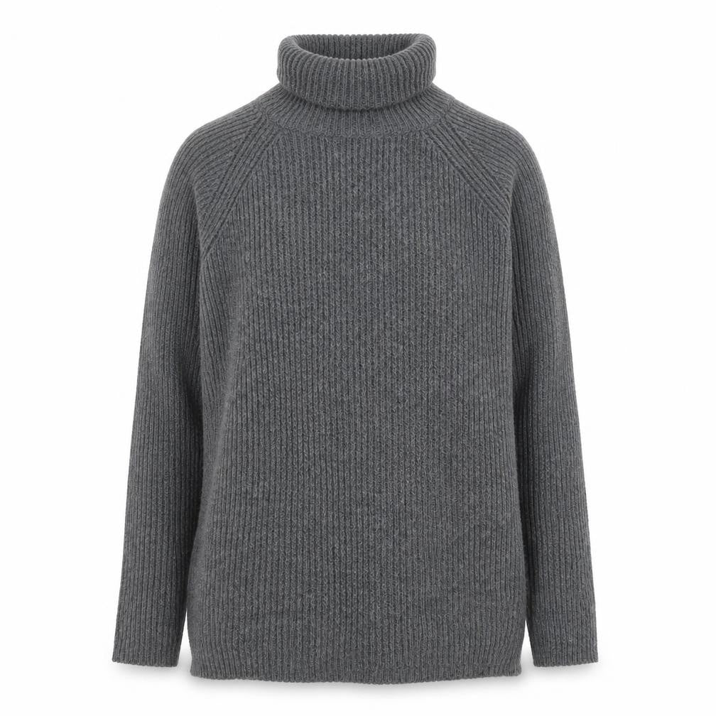 Light Before Dark Womens Grey Roll Neck Chunky Knit Jumper XS