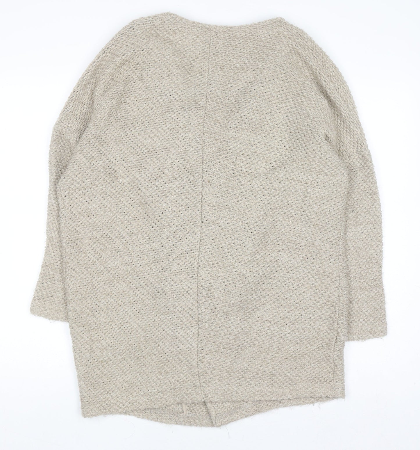 River Island Women Beige Chunky Knit Open Front Cardigan Size 10