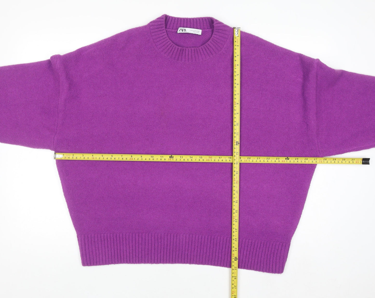 Zara Womens Purple XL Knit Crew Neck Pullover Jumper