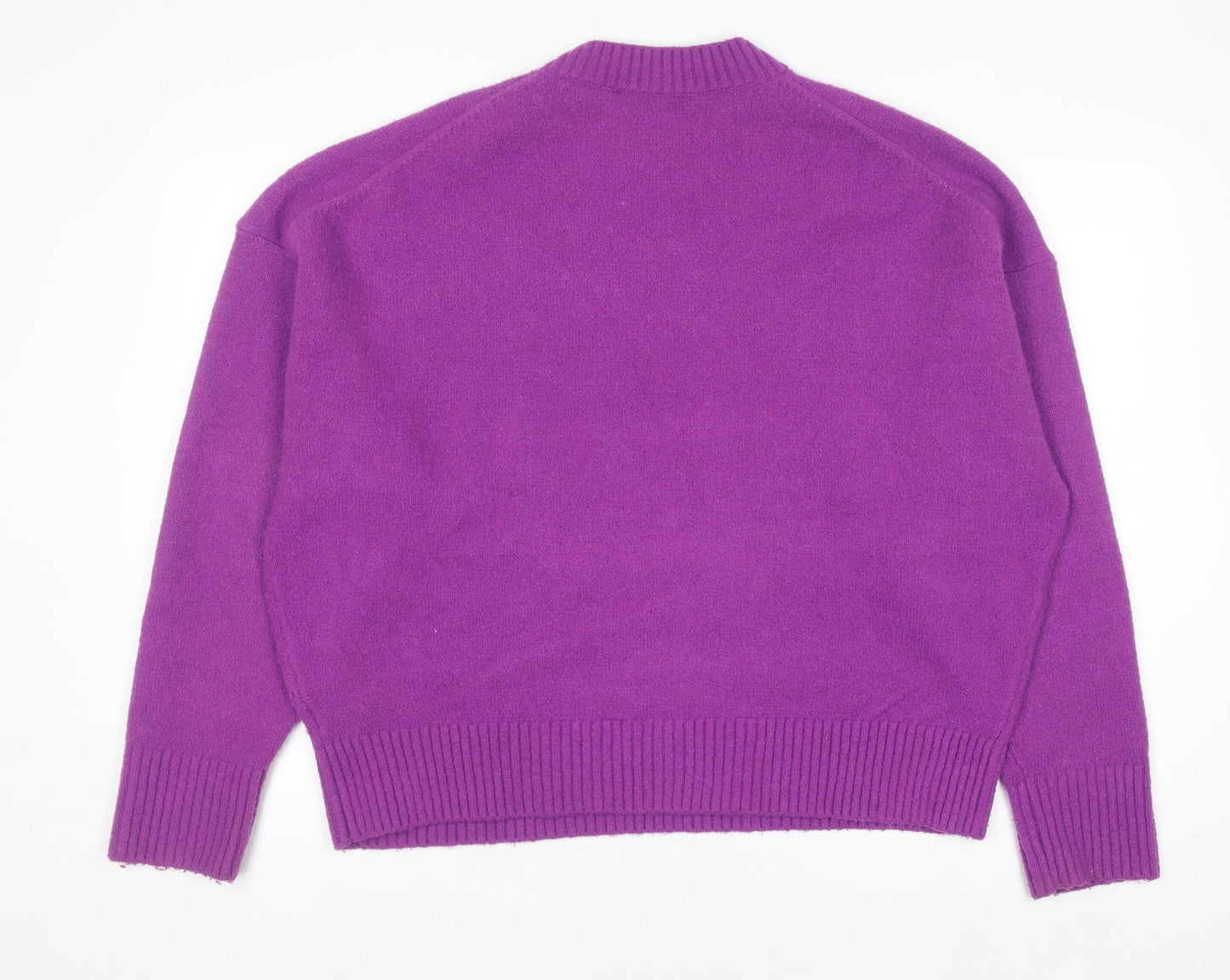 Zara Womens Purple XL Knit Crew Neck Pullover Jumper
