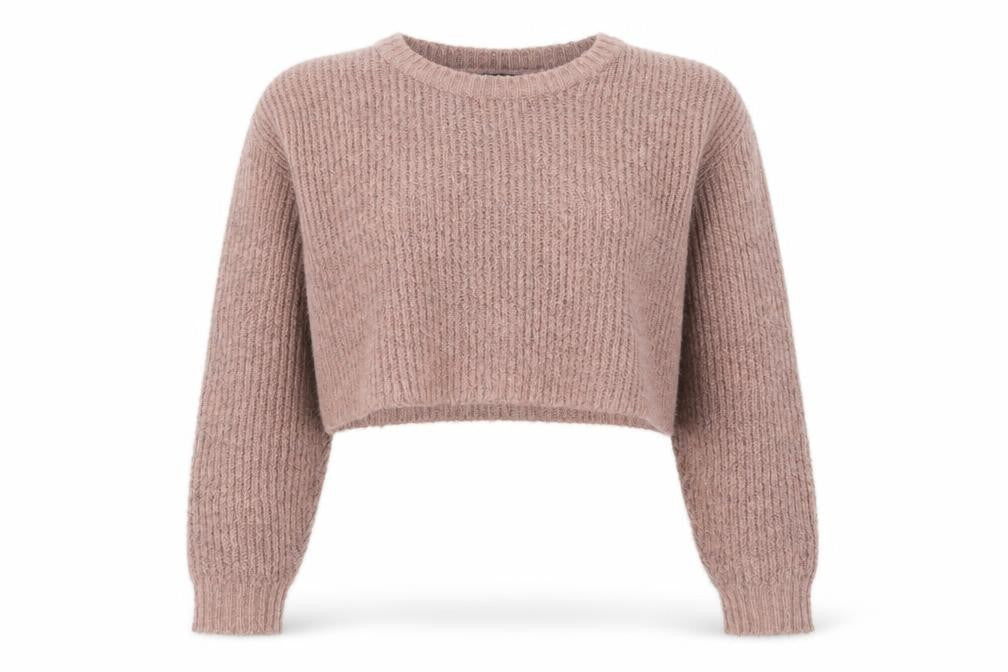 New Look Women’s Brown Chunky-Knit Crew Neck Cropped Jumper Size S