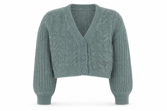 Urban Outfitters Women Green Chunky Knit V-Neck Cardigan M