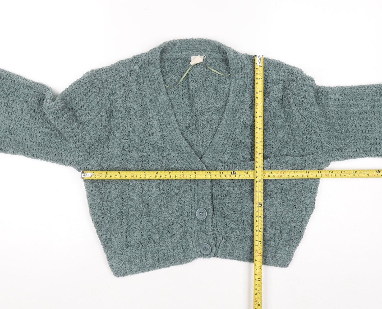 Urban Outfitters Women Green Chunky Knit V-Neck Cardigan M