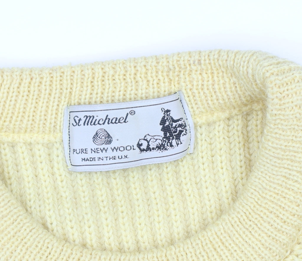 Marks and Spencer St Michael Yellow Wool Chunky Knit Women’s Jumper Medium