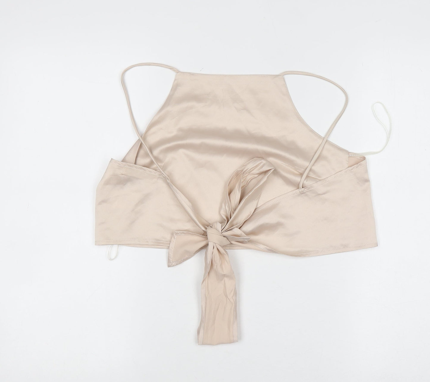 Glamorous Women’s Beige Satin Camisole Tie Back Halter Top UK 10