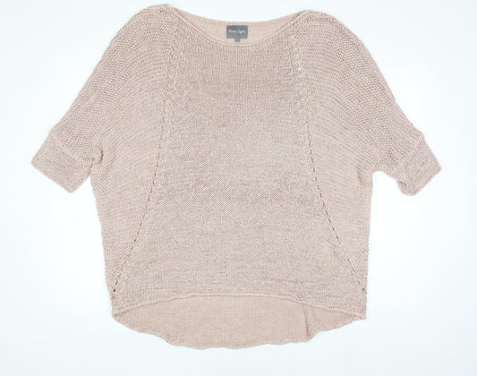 Phase Eight Women Beige Open Knit Short Sleeve Pullover Jumper L
