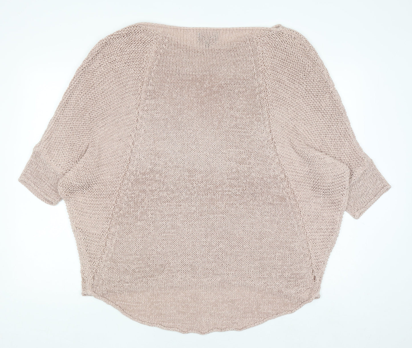 Phase Eight Women Beige Open Knit Short Sleeve Pullover Jumper L