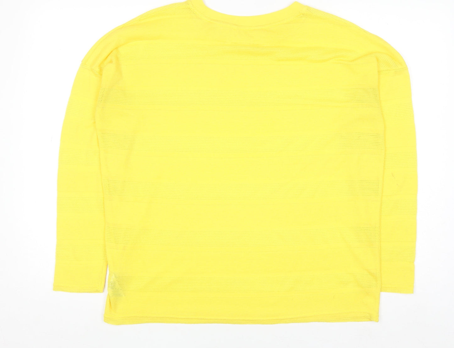 Next Women Yellow Long Sleeve Crew Neck Basic Polyester Top Size 14
