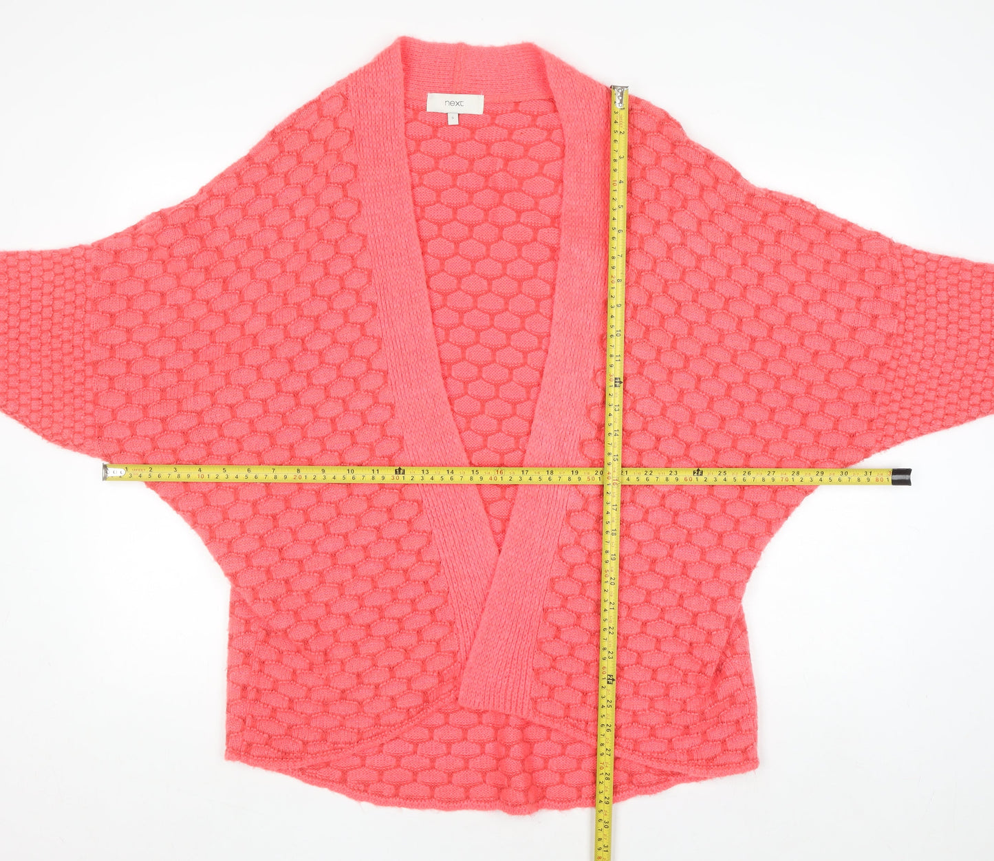 Next Women Pink Chunky Knit Open Cardigan S Relaxed Fit