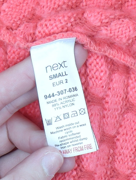 Next Women Pink Chunky Knit Open Cardigan S Relaxed Fit