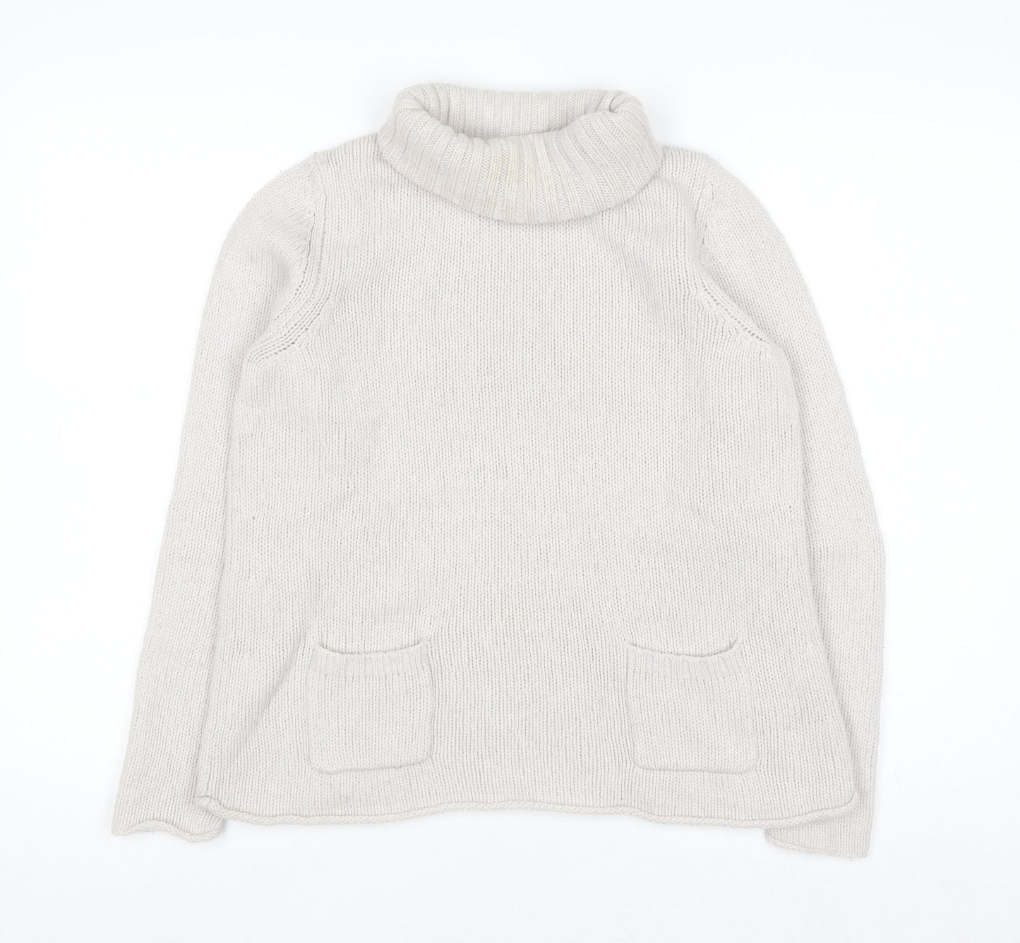 Boden Women’s Ivory Wool Roll Neck Jumper Size 10 Long Sleeve Knit