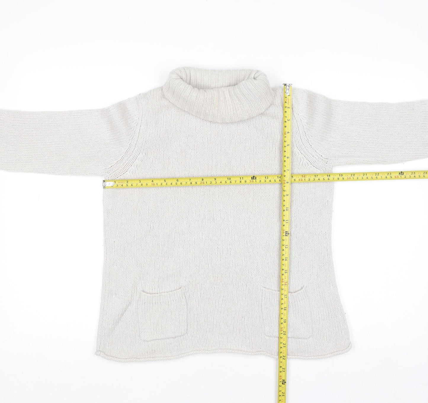 Boden Women’s Ivory Wool Roll Neck Jumper Size 10 Long Sleeve Knit