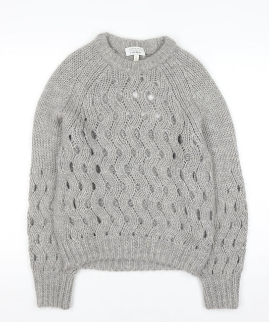 & Other Stories Womens Grey XS Open-Knit Alpaca Blend Jumper