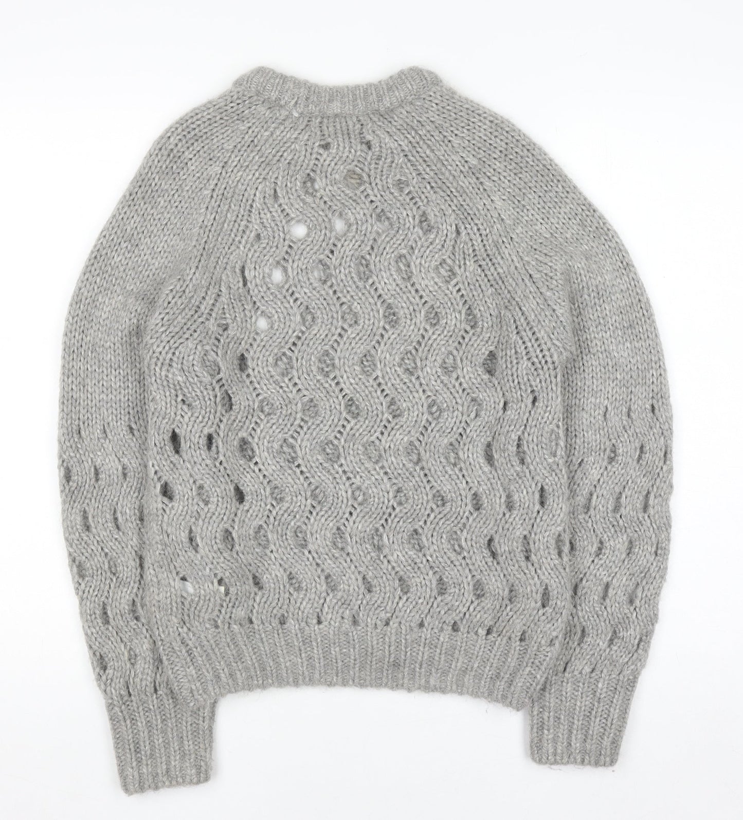 & Other Stories Womens Grey XS Open-Knit Alpaca Blend Jumper
