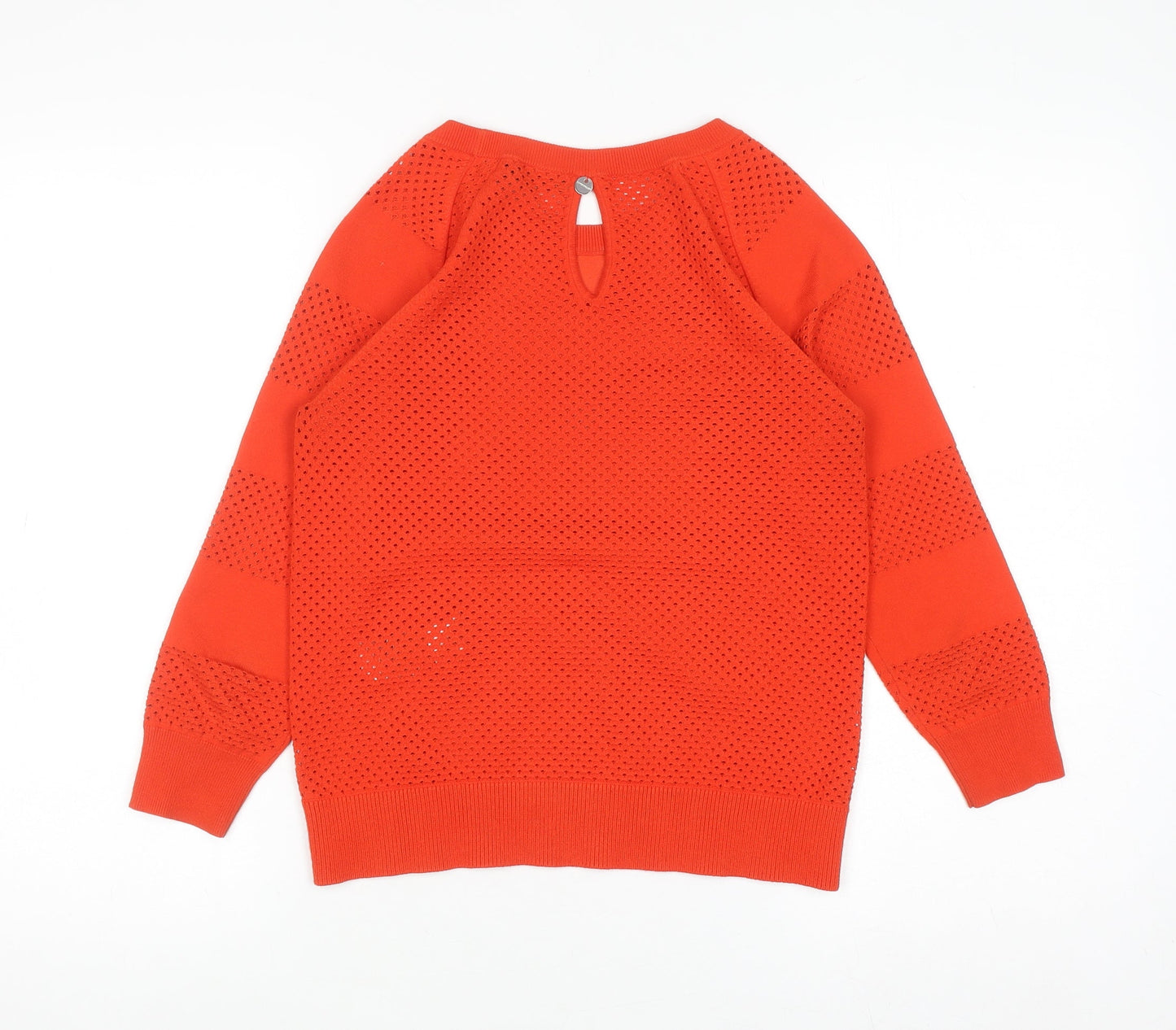 Karen Millen Womens Orange Knit Long Sleeve Crew Neck Blouse Size S