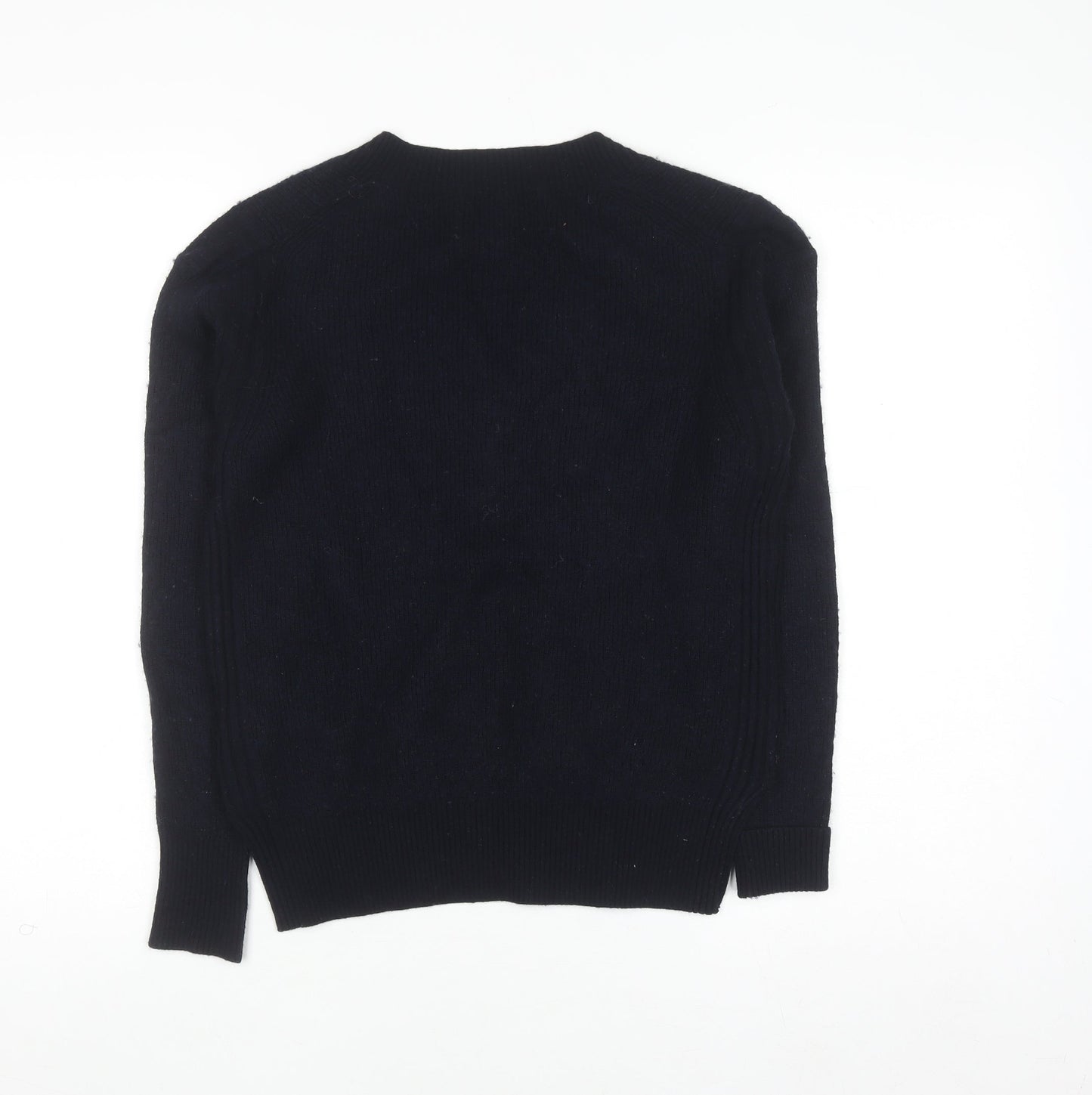 Ted Baker Womens Navy V-Neck Wool Blend Jumper Size 10 Classic Fit