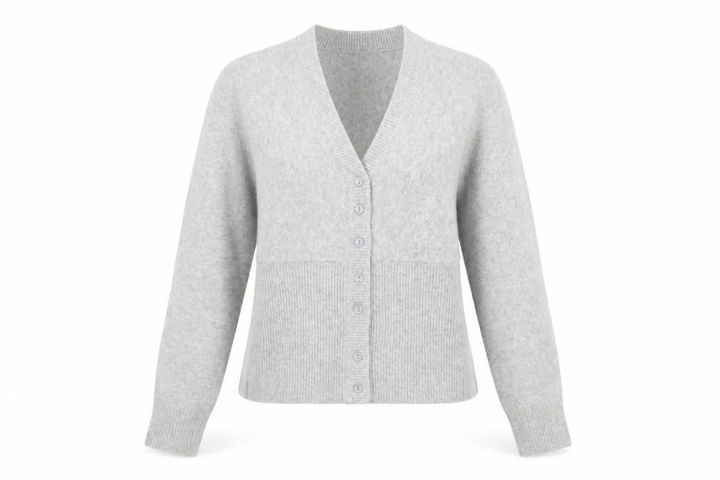 Primark Women's Grey V-Neck Button Cardigan Small