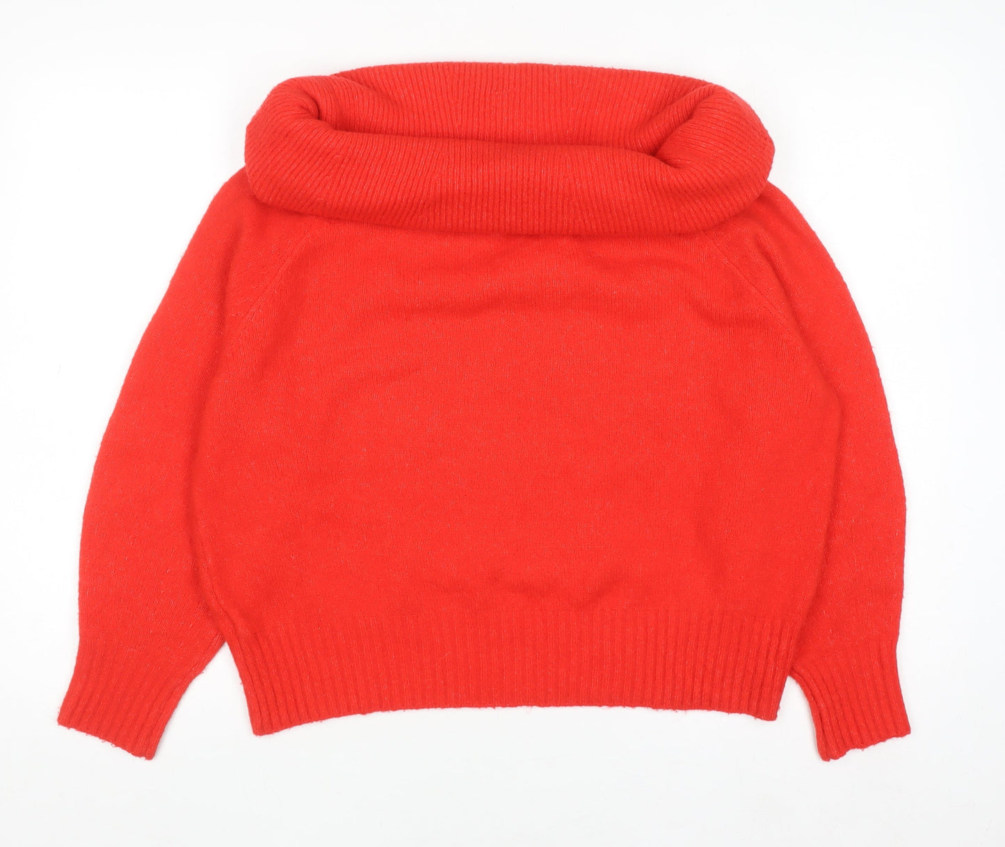 H&M Women Red Cowl Neck Long Sleeve Pullover Jumper Size S