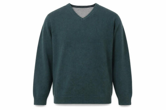 Maine New England Men's Green Cotton V-Neck Jumper XL