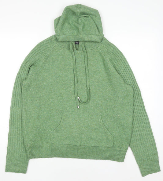 Marks and Spencer Men's Green Knit Pullover Hoodie Size M