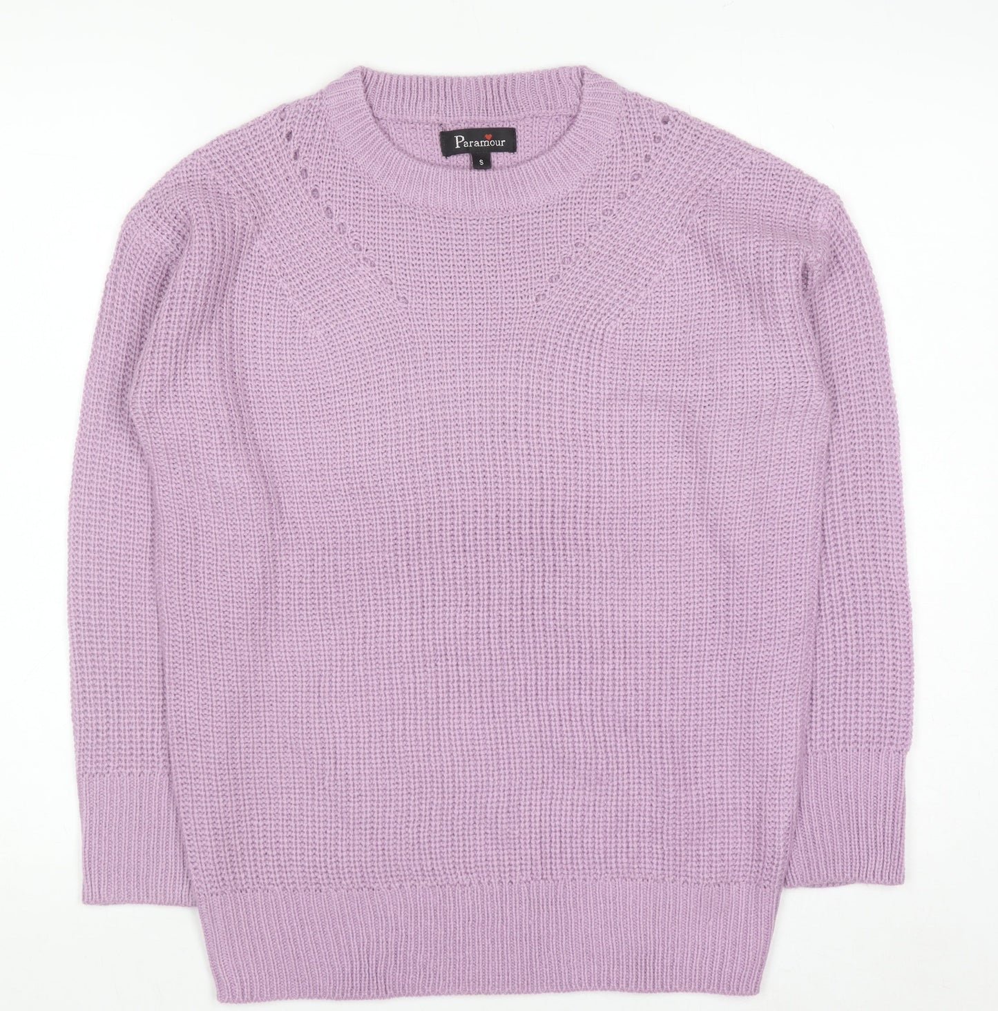 Paramour Women Purple Acrylic Chunky Knit Crew Neck Jumper Size S