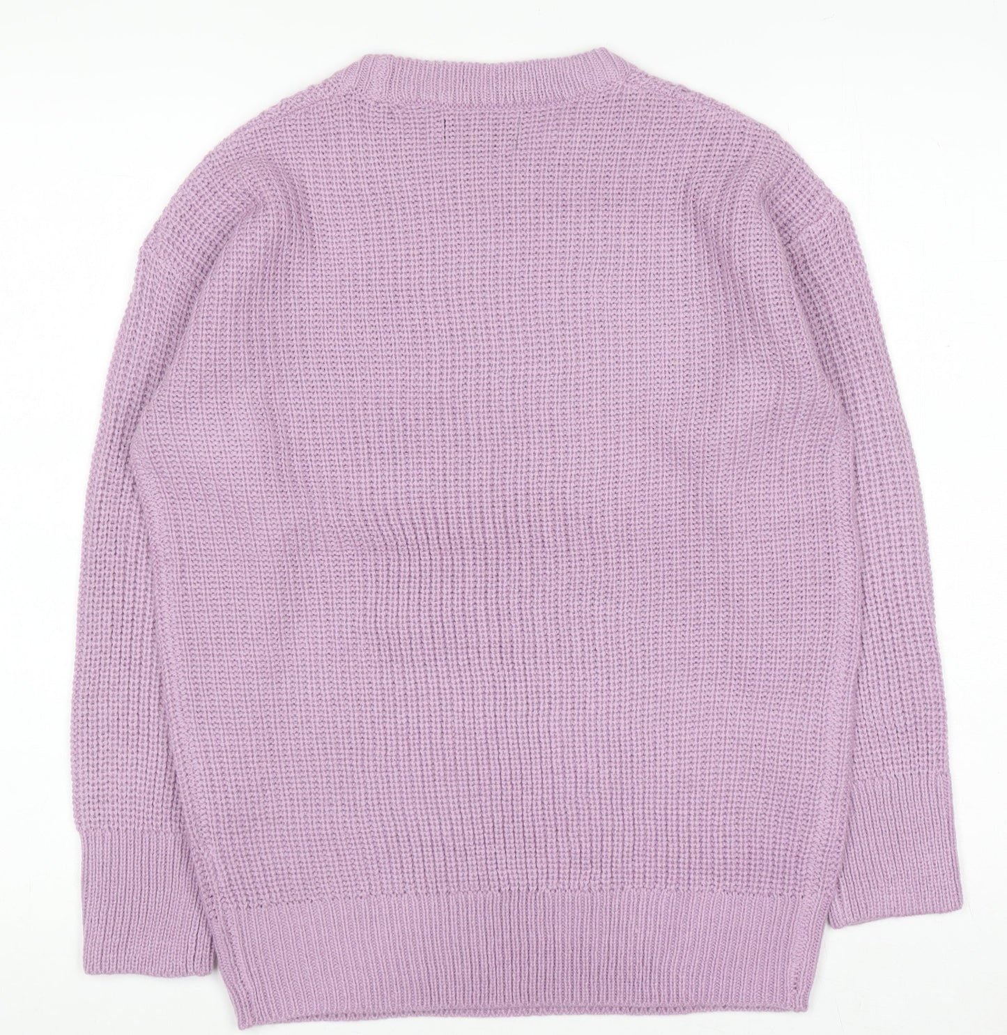 Paramour Women Purple Acrylic Chunky Knit Crew Neck Jumper Size S