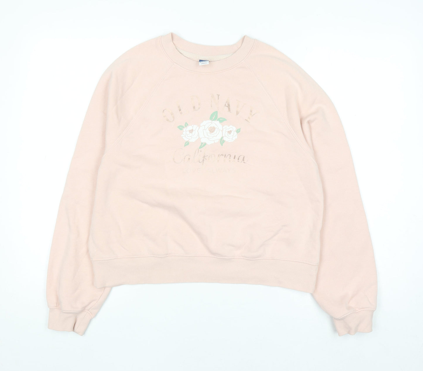 Old Navy Womens Pink XS Pullover Sweatshirt Floral Graphic