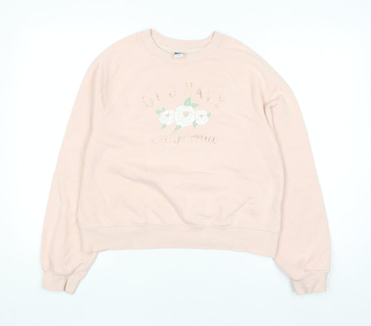 Old Navy Womens Pink XS Pullover Sweatshirt Floral Graphic
