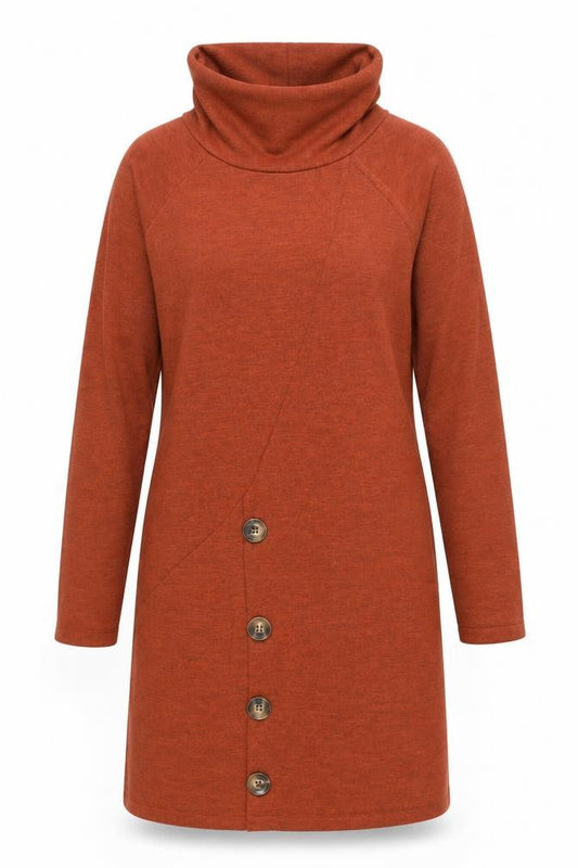 Klass Women’s Brown Knit Roll Neck Shift Dress M Long Sleeve