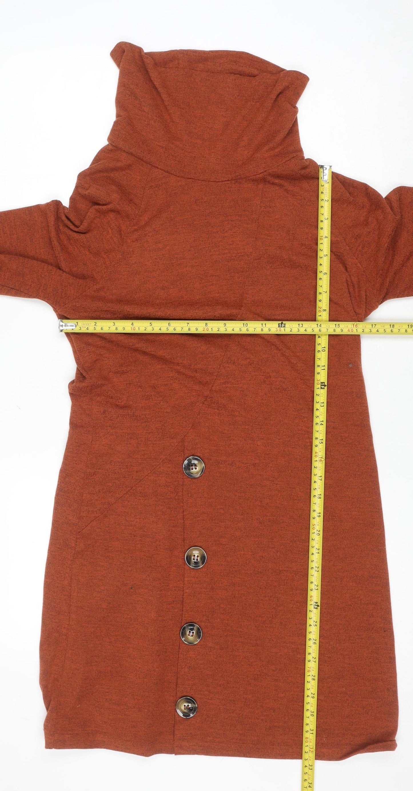 Klass Women’s Brown Knit Roll Neck Shift Dress M Long Sleeve