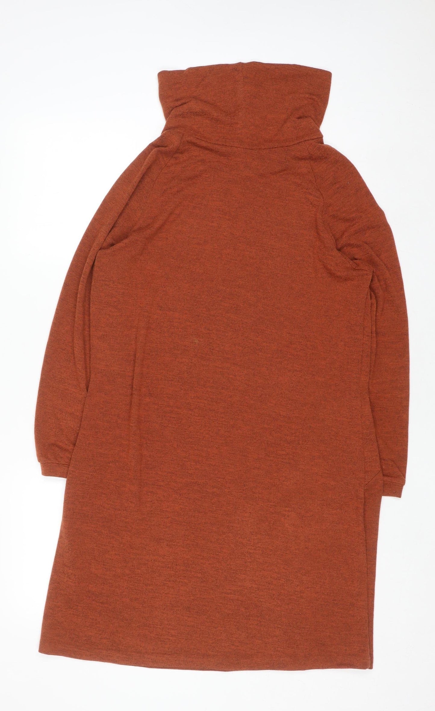 Klass Women’s Brown Knit Roll Neck Shift Dress M Long Sleeve