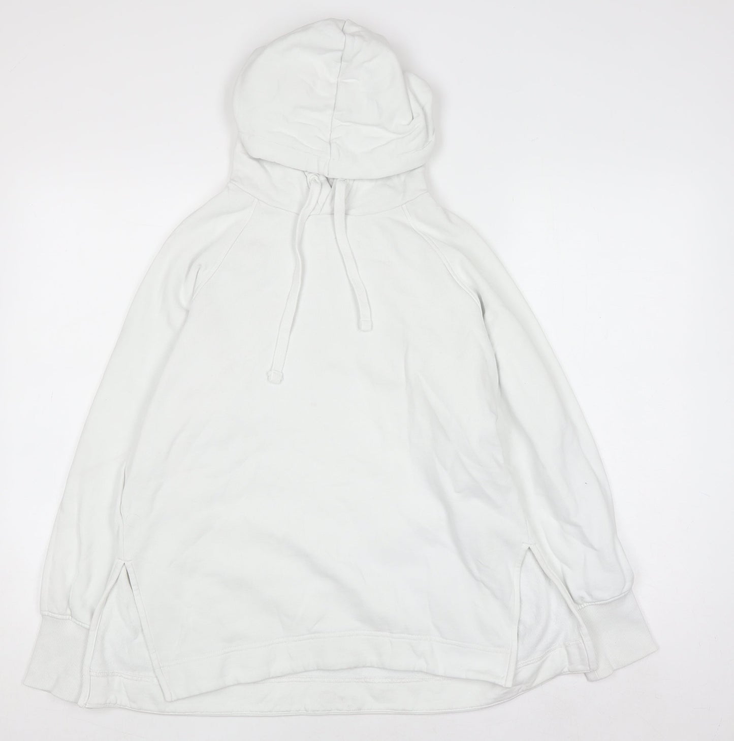 COS Women White Cotton Pullover Hoodie Size 12 Relaxed Fit