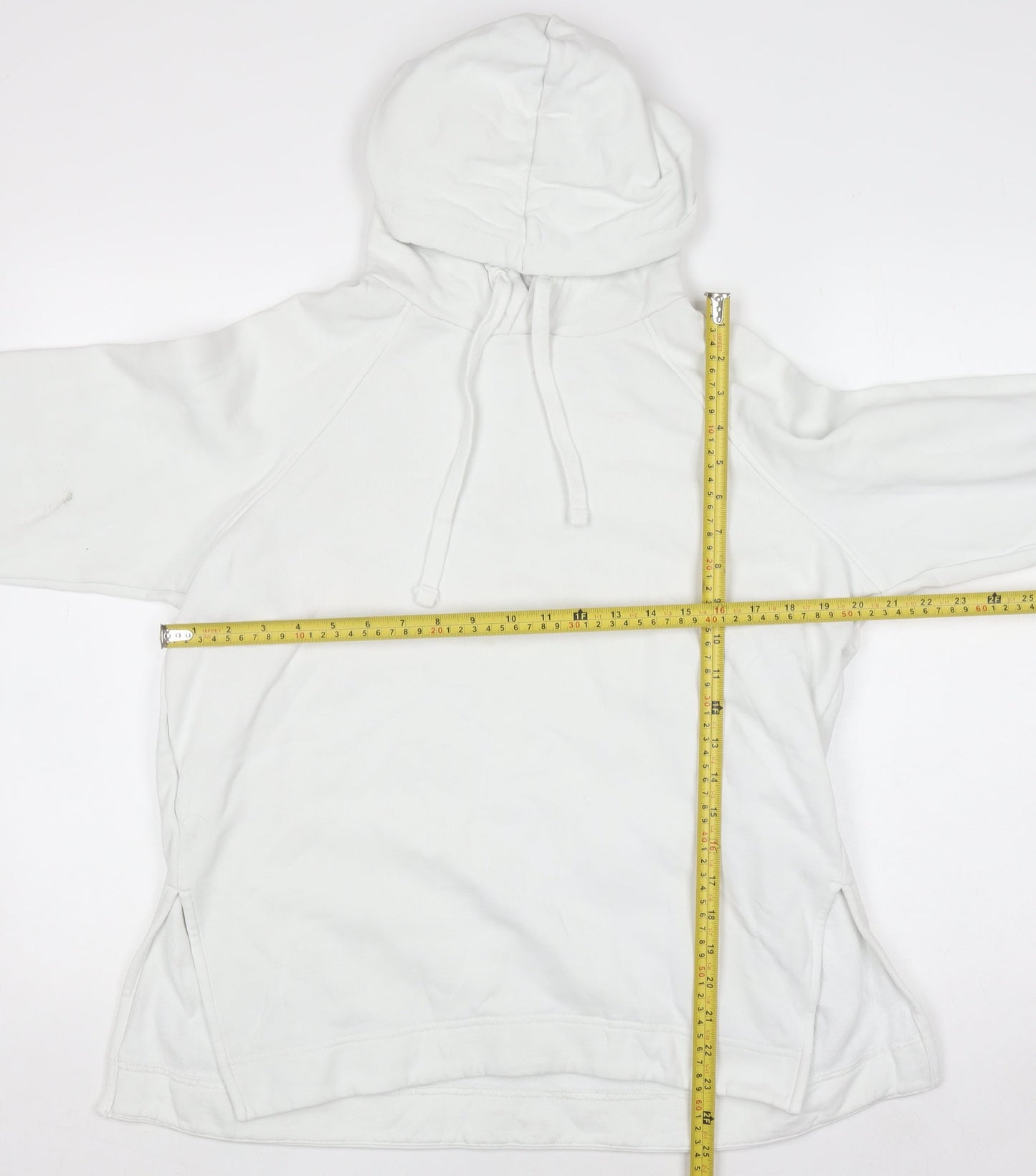 COS Women White Cotton Pullover Hoodie Size 12 Relaxed Fit