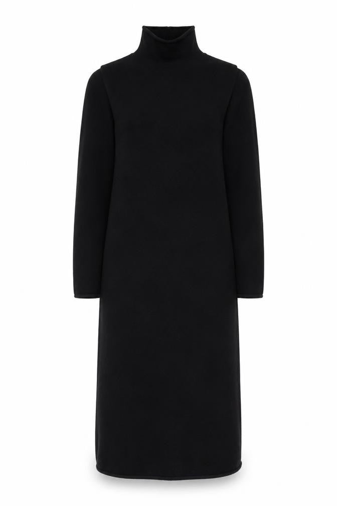 Zara Women Black Knit Shift Dress Size 12 Long Sleeve High Neck