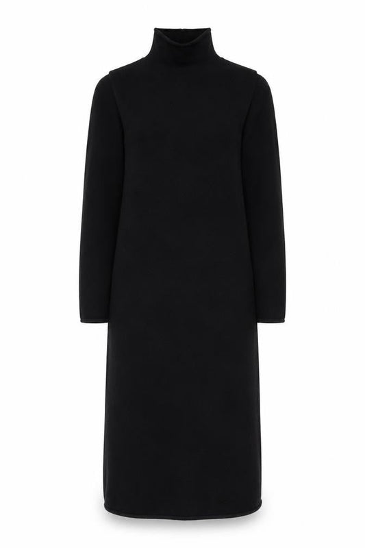 Zara Women Black Knit Shift Dress Size 12 Long Sleeve High Neck