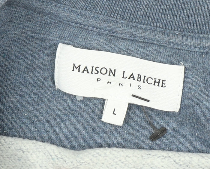 Maison Labiche Men’s Blue Hip Hop Embroidered Cotton Sweatshirt L